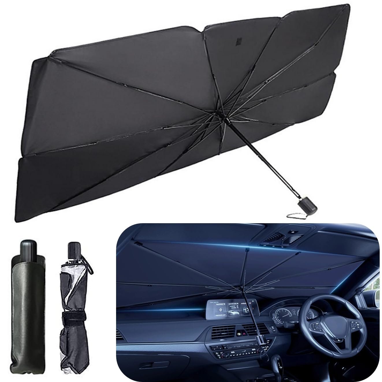 Premium Car Sun Shade Protector for Corolla Altis, Foldable Windshield Insulation Sun Shade for UV Protection Reflective Sunblocker Car Accessories for SUV, Hatchback, Sedan, and More