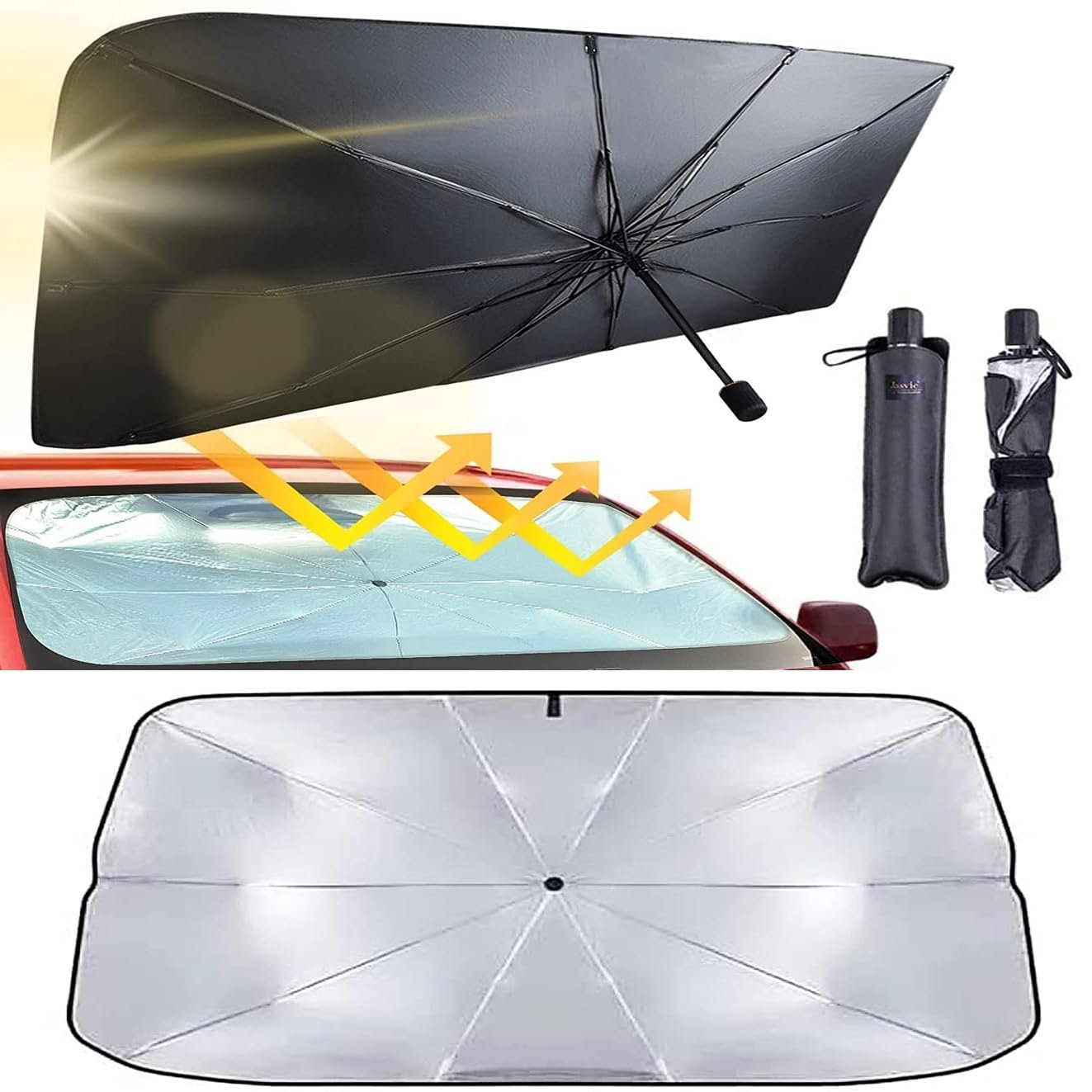 Premium Car Sun Shade Protector for Corolla Altis, Foldable Windshield Insulation Sun Shade for UV Protection Reflective Sunblocker Car Accessories for SUV, Hatchback, Sedan, and More - Image 5