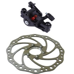 Bicycle Disc Brake Set, Black Metal Caliper with Rotor Plate, Mechanical Brake System for Bikes