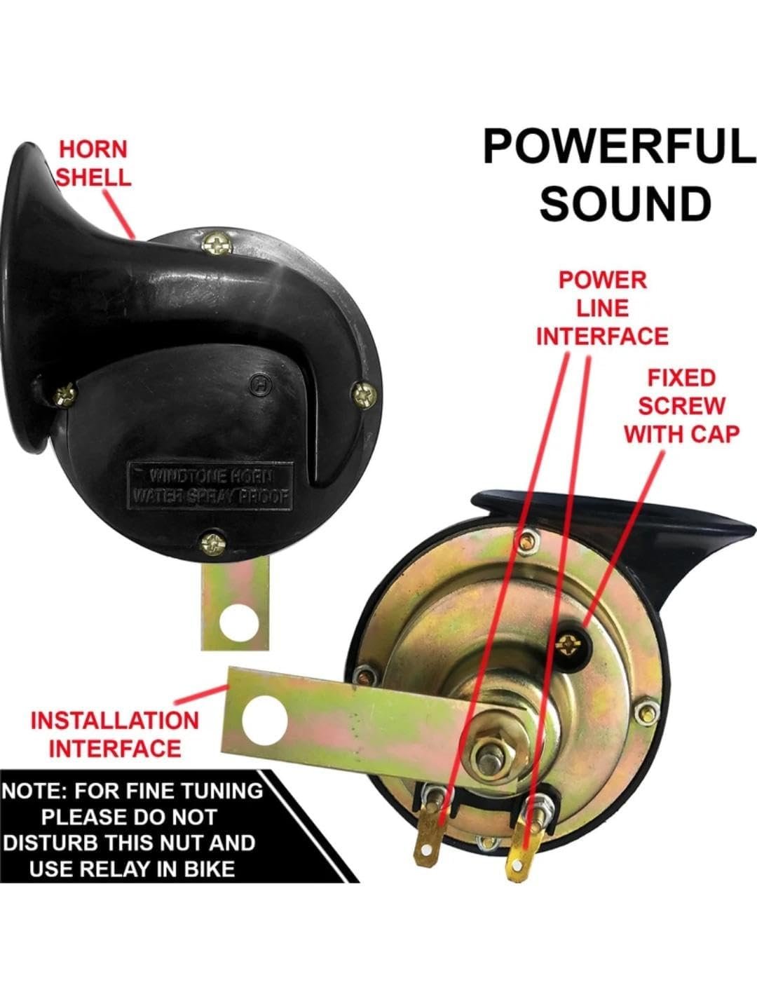 GS Traders Dual Tone Relay Horn for Vehicles, Powerful Electric Car Horn for Bike, SUV & Auto, High Sound Performance, Durable Premium Build - Image 3