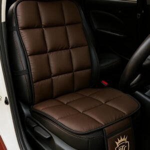 Ultra Comfort PU Leather Luxury Brown Seat Cover Cushion for All The Cars,SUV,Office Chair,Home Chair-Easy Strap Fit,Pocket Flap(Universal Fit,1 Pack)