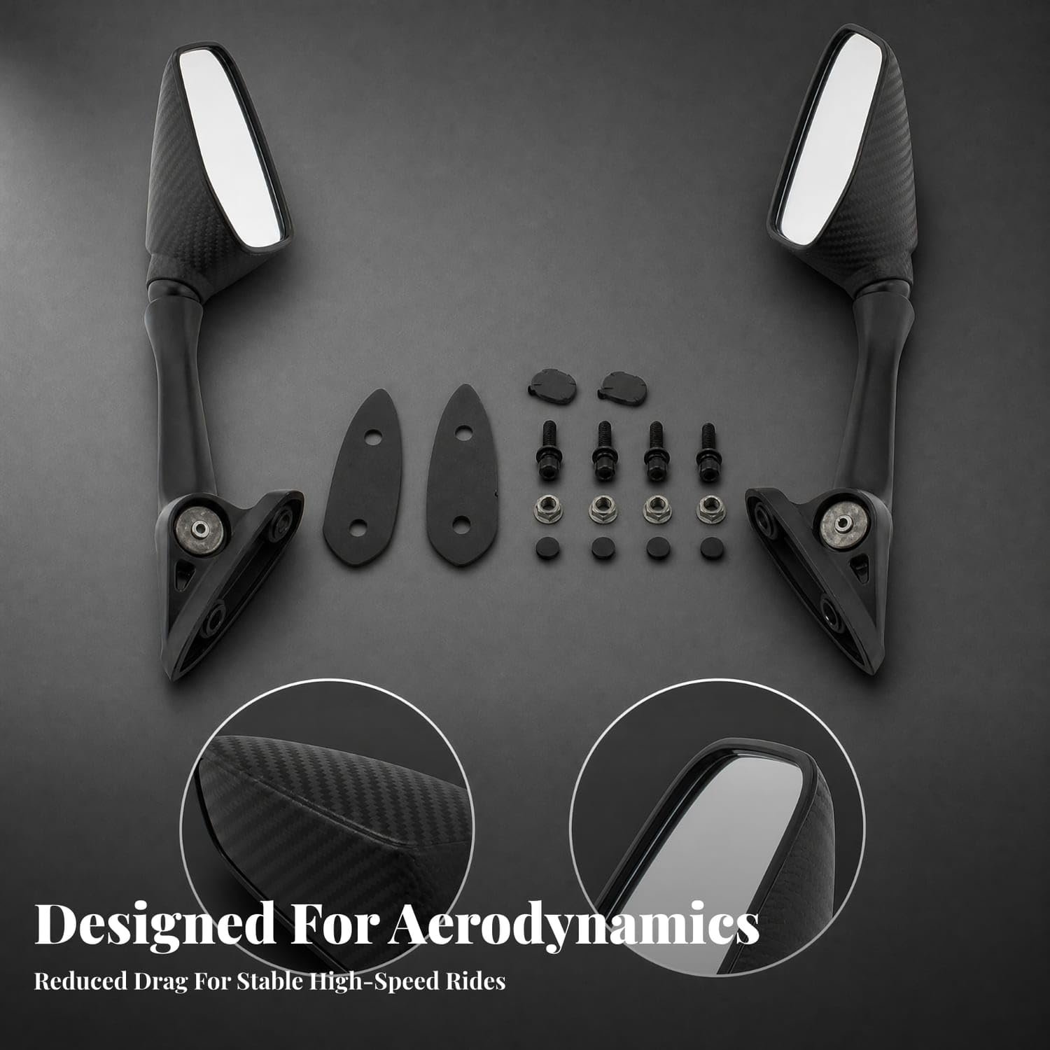 Easy to Install Motorcycle Rear-View Mirror Assembly Long-Lasting Motorcycle Side Mirrors Vibration-Resistant Long-Lasting, 1-pack Black - Image 4