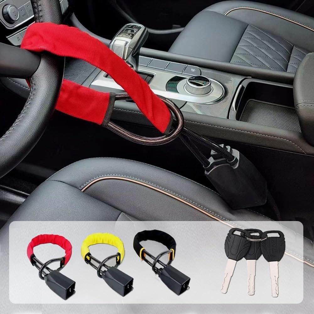 Steering Wheel Lock Anti-Theft Device The Club Steering Wheel Lock for Cars Trucks Anti Theft Car Device Car Security Anti Theft Car Steering Wheel Lock Seat Belt Lock - Image 7