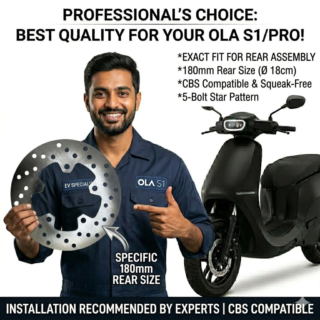 Rear Brake Disc Plate for Ola S1 & S1 Pro (Gen 1 & Gen 2) | 180mm High-Carbon Stainless Steel | 5-Bolt Star Pattern | OEM-Spec Replacement | Squeak-Free Performance - Image 3