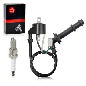 Ignition Coil Pack & Spark Plug Cap Compatible with Suzuki Quadracer 450 LTR450 2006-2009 RMZ 450 RM-Z450 L0/L1/K8/K9 2005-2012 33410-45G00 33510-35G00 33410-35G10 33510-28H00