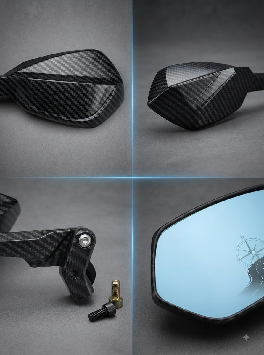 Bike CNC Aluminum Motorcycle Side Rearview Mirrors Blue Anti-Glare Mirror Motorcycles Rear View Mirror Motor cycle Wide Angle Adjustable Gladiator - Image 3