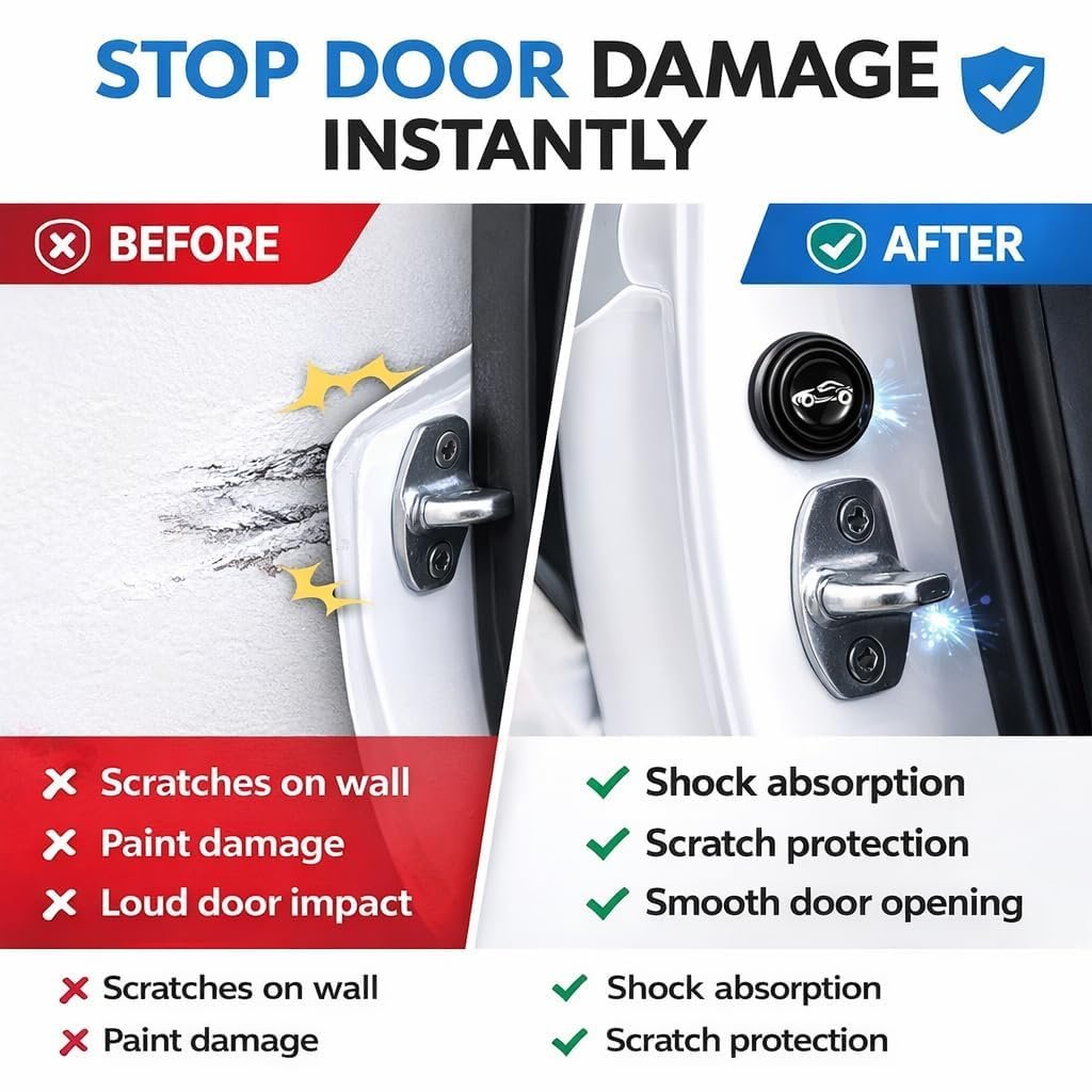 Amydhan 20 Pcs Car Door Shock Absorber Pads, Universal Silicone Rubber Door Bumpers, Self-Adhesive Anti-Collision Noise-Reducing Stickers, Car Door Protector for Cars, SUVs & Hatchbacks - Image 2