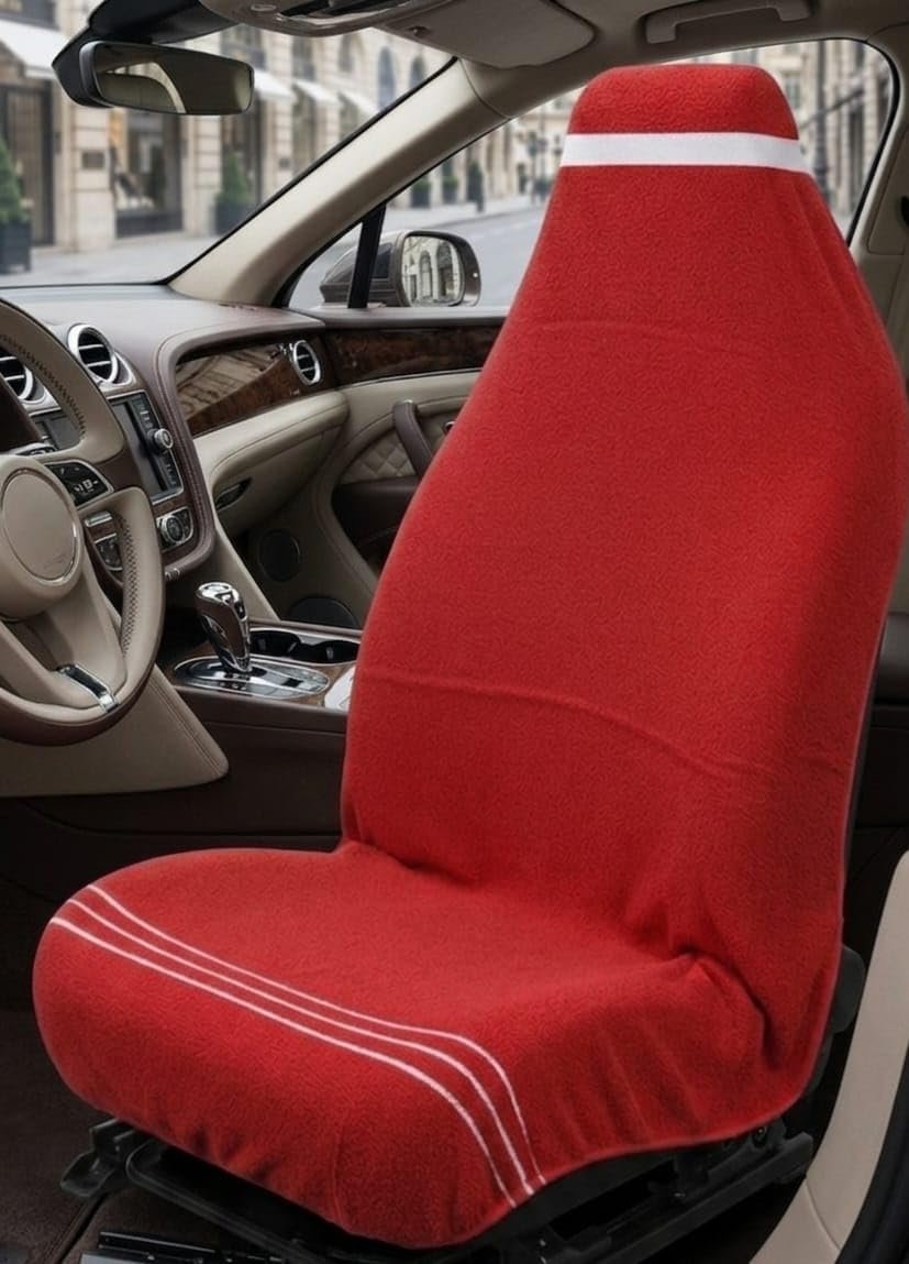Cotton Car Seat Towel Cover, Universal Fit, Beige, Soft Driving Comfort, 130x50 cm (1, Red, 30 ×60) - Image 5