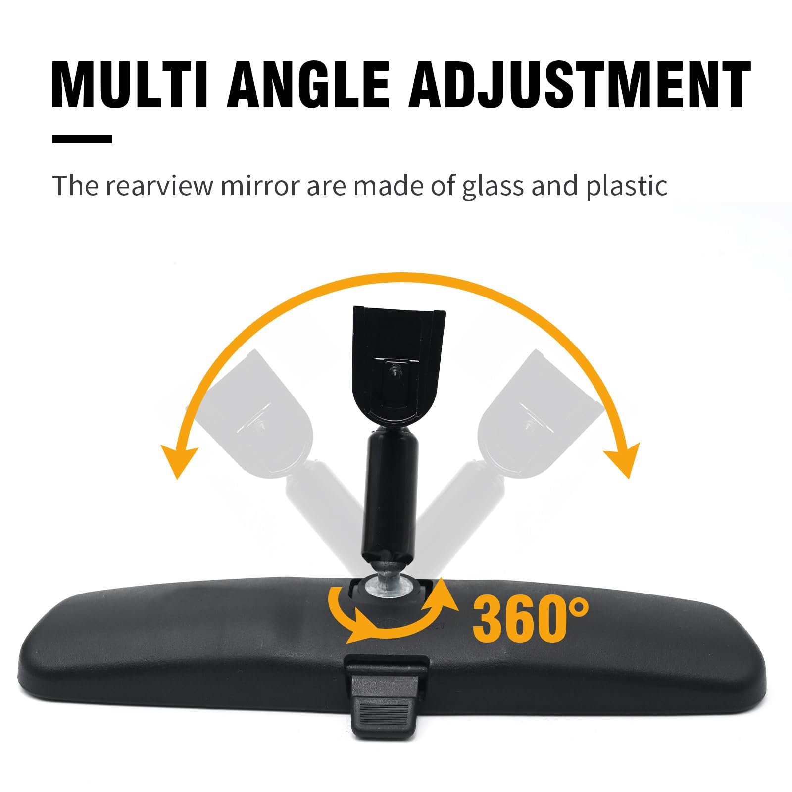 8201010F01AC 10.5" Universal Rear View Mirror, Interior Rearview Mirror Kit Replacement for Hevrolet Ford Toyota Nissan Jeep Honda Subaru Hyundai Kia Mazda Buick and More - Image 3