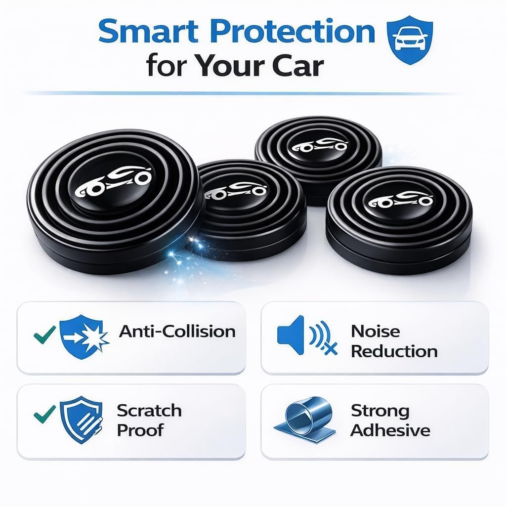 Amydhan 20 Pcs Car Door Shock Absorber Pads, Universal Silicone Rubber Door Bumpers, Self-Adhesive Anti-Collision Noise-Reducing Stickers, Car Door Protector for Cars, SUVs & Hatchbacks - Image 5