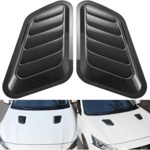 Universal Car Bonnet Air Flow Vent Decorative Hood Scoop (Set of 2) | ABS Plastic | Self Adhesive | Black | Exterior Car Styling Accessory