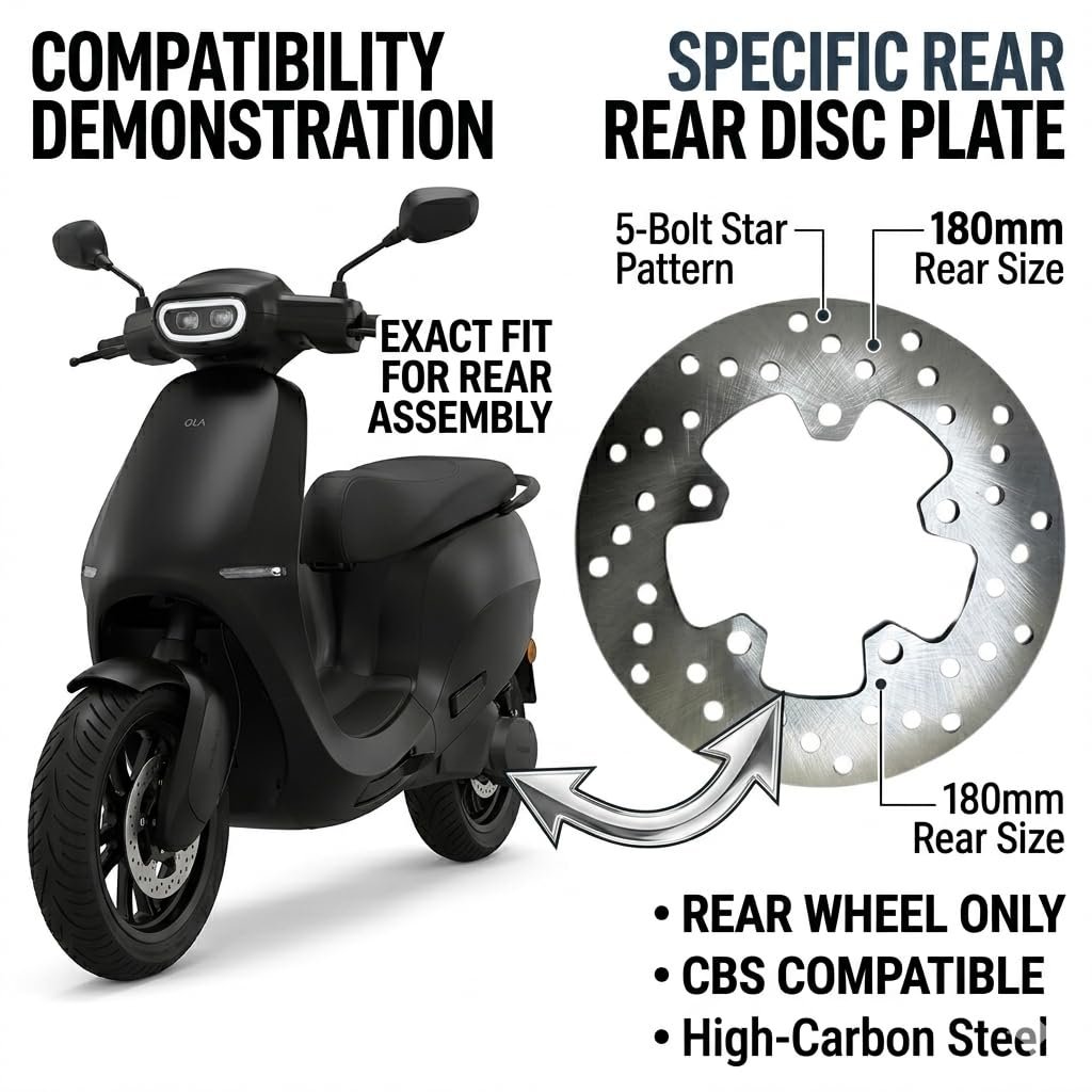Rear Brake Disc Plate for Ola S1 & S1 Pro (Gen 1 & Gen 2) | 180mm High-Carbon Stainless Steel | 5-Bolt Star Pattern | OEM-Spec Replacement | Squeak-Free Performance - Image 4