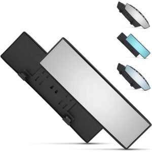 Dependable Direct Universal Interior Clip On Wide Angle Panoramic Rear View Mirror for use in Car, SUV, Truck (Clear Tint, 12 Inch)