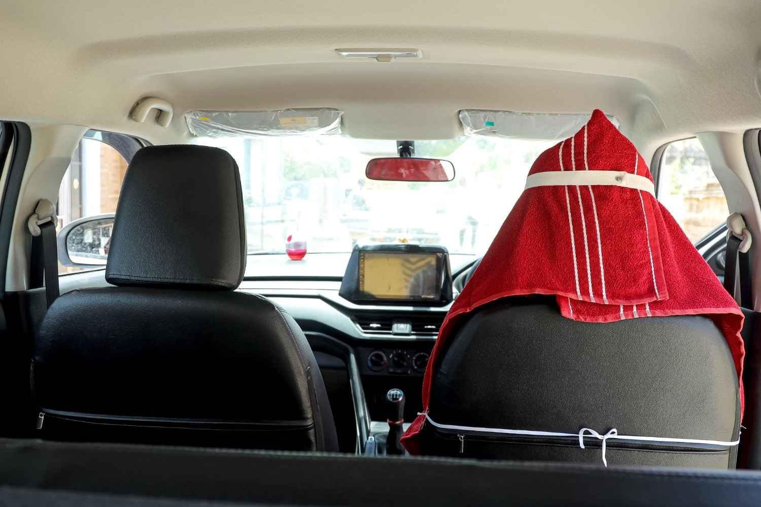 Cotton Car Seat Towel Cover, Universal Fit, Beige, Soft Driving Comfort, 130x50 cm (1, Red, 30 ×60) - Image 3