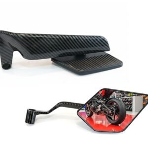 Convert able Wings Into Rotating Rear View Mirror for Duke 200 | 390 | 250 Z400 | Z900 MT 09 All Street Bikes york nut fitting Accessories (SET OF 2) (Carbon Wings MIrror)