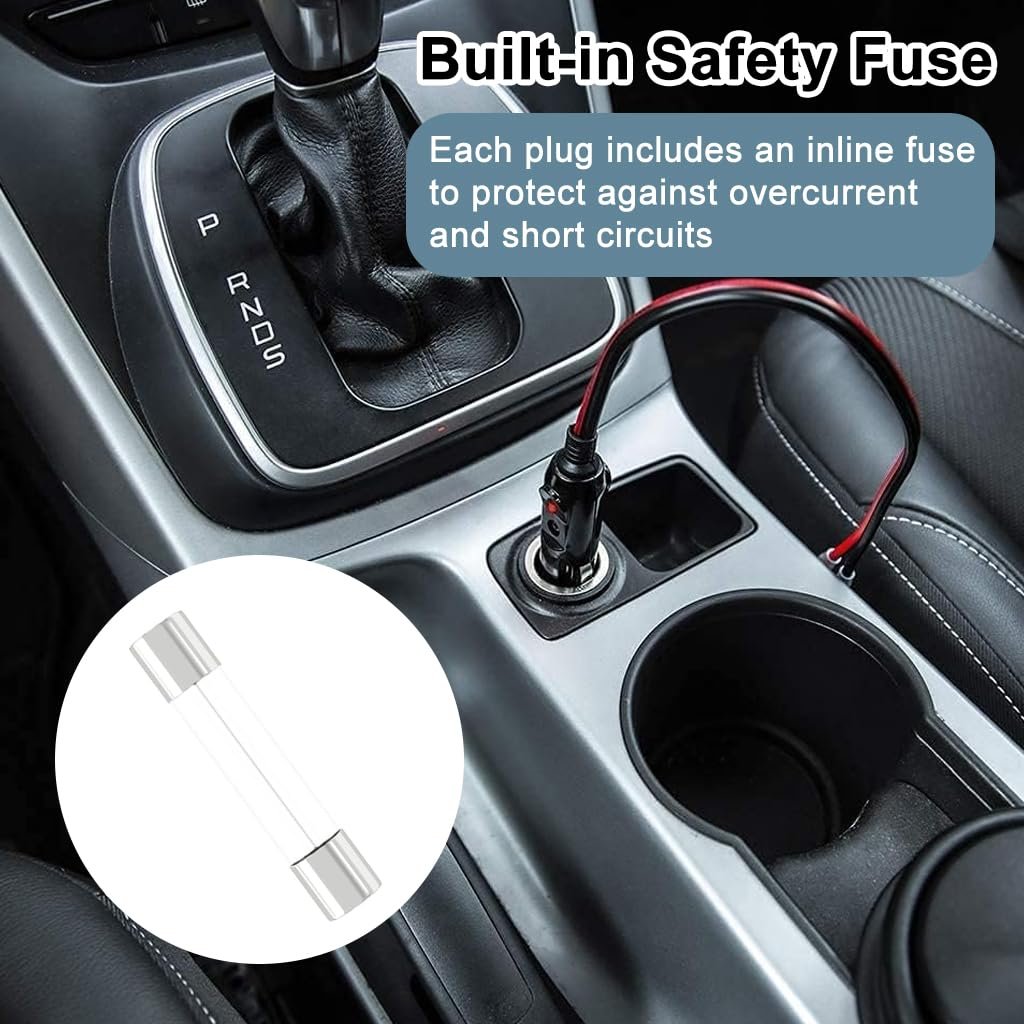 2PCS 12V/24V Car Cigarette Lighter Socket, 30cm Leads, Inline Fuse - Image 6