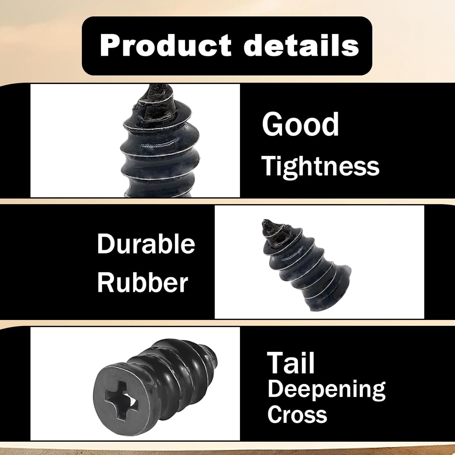 10 Pcs Tyre Repair Rubber Nails,Car Puncture Repair Kit,Tubeless Tyre,Universal Tire Repair Fast Repair Nail for Auto Car,Motorcycle,Truck,Tractor Rubber Screws for Tires Quick Puncture Repair Black - Image 7