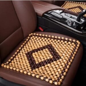 Wooden Bead Car Seat Cover 40 x 40 CM – Breathable & Massage Cushion for Car, Office & Home Seats, Back & Seat Support, (Gold)