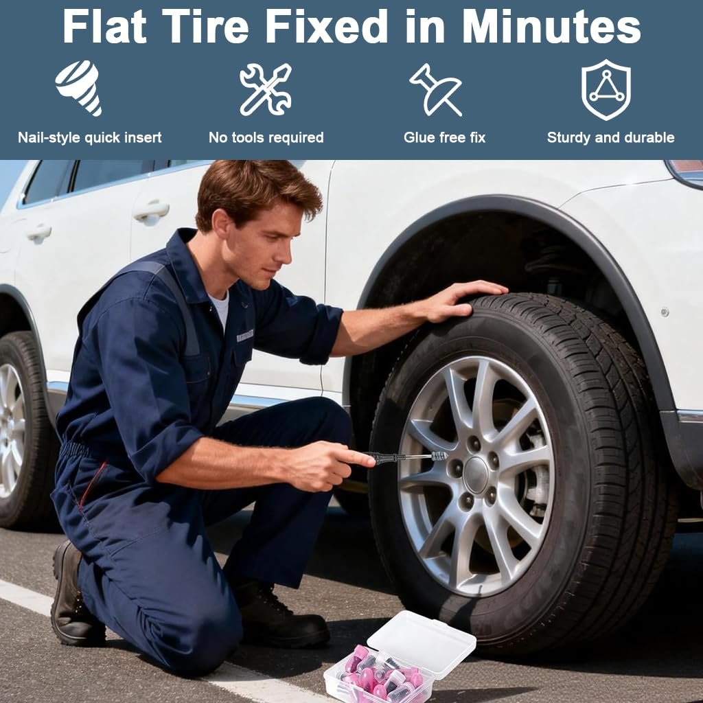® 30PCS Tubeless Tire Repair Plugs Dual Size Quick Fix - Image 4