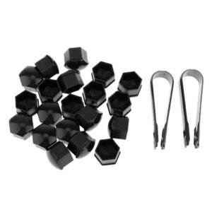 Generic 20x T39 Wheel Lug Bolt Nut Cap Center Cover for Skoda, Tool - Black
