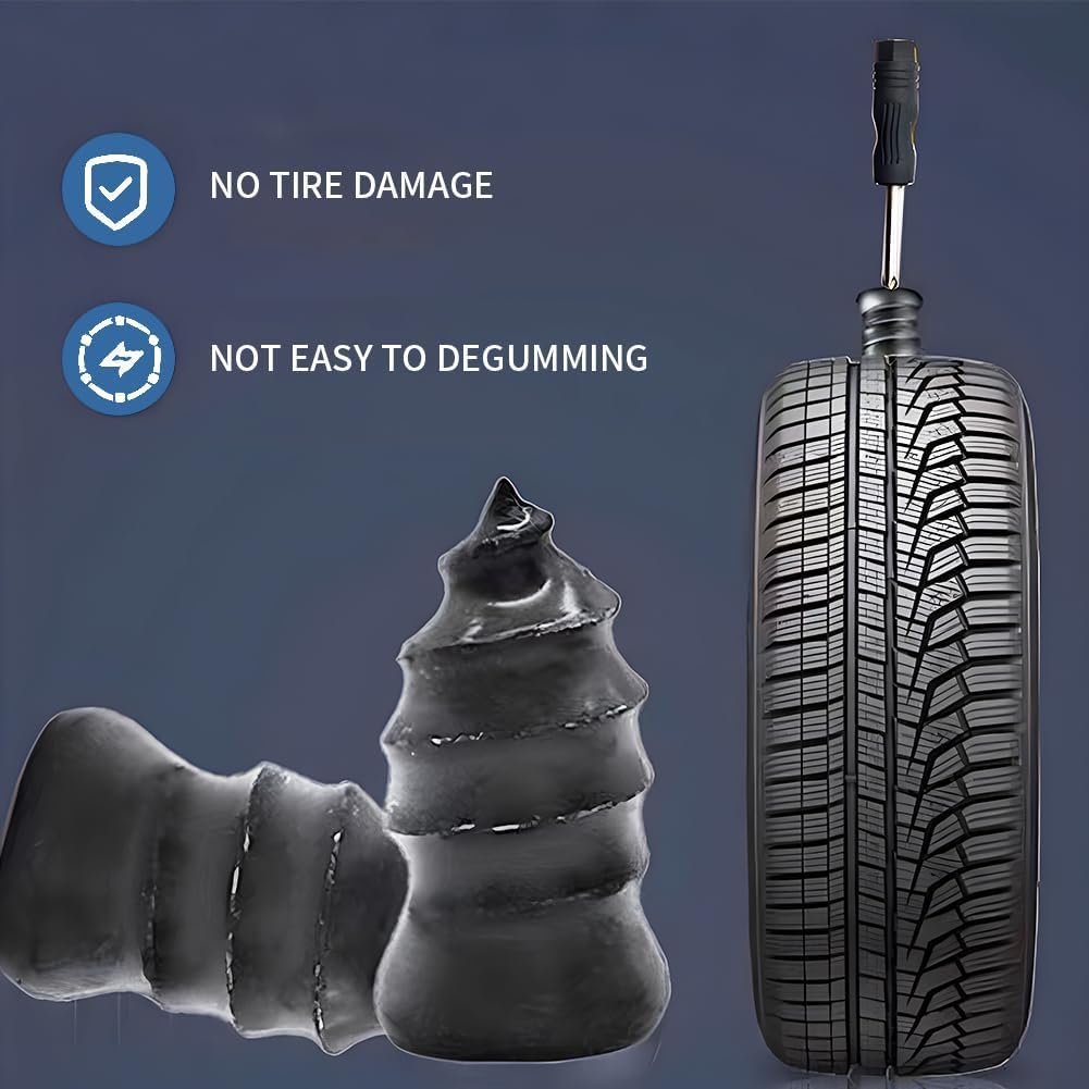 10 Pcs Tyre Repair Rubber Nails,Car Puncture Repair Kit,Tubeless Tyre,Universal Tire Repair Fast Repair Nail for Auto Car,Motorcycle,Truck,Tractor Rubber Screws for Tires Quick Puncture Repair Black - Image 3