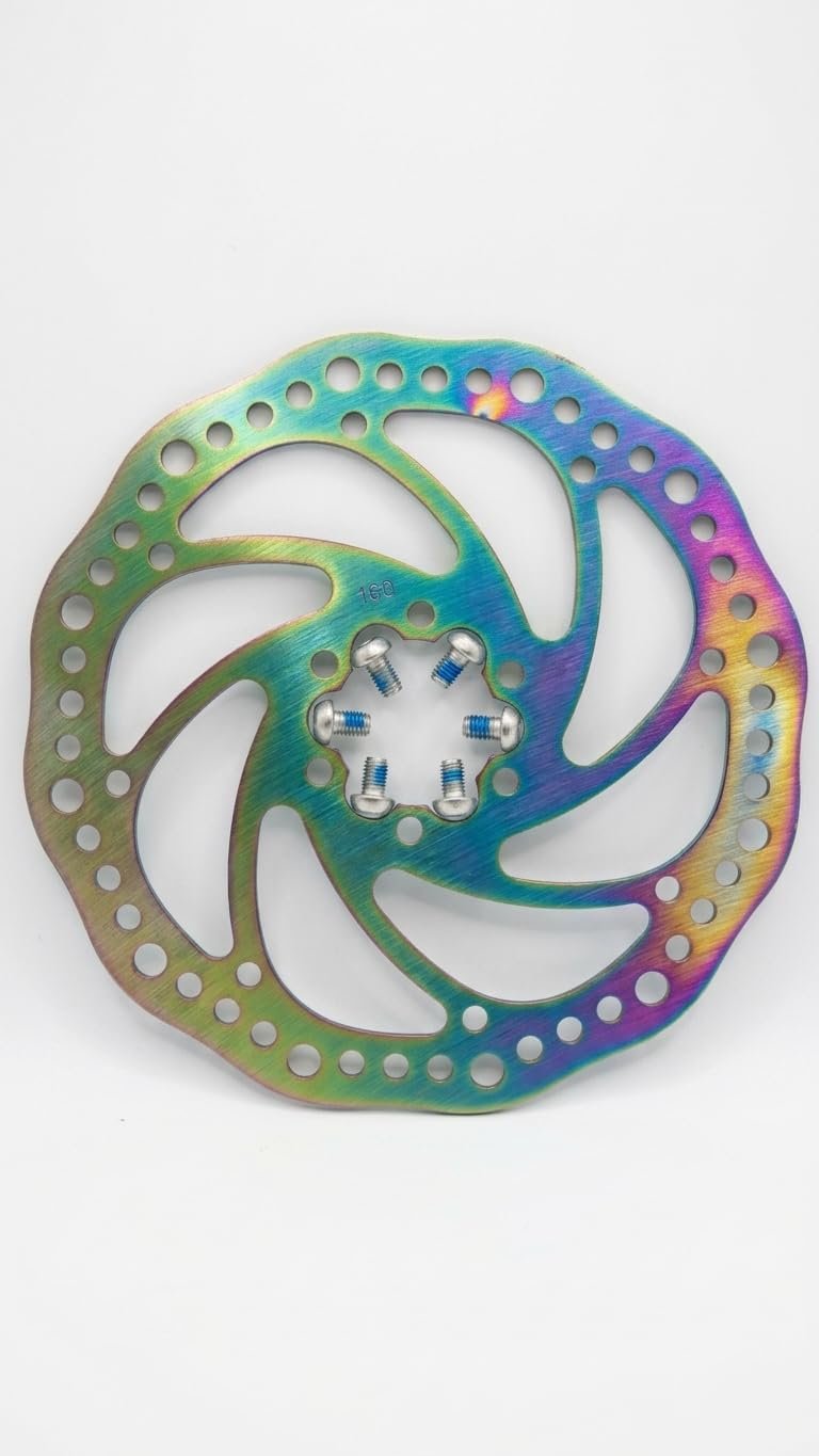 Rainbow Disc Brake Rotor, 160mm, 6-Bolt, Multicolor, for MTB and Road Bicycles