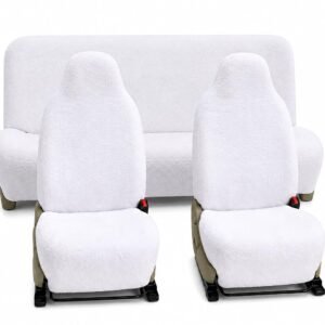 Royal Bharmal White i10 Universal Car Towel Seat Cover Set for Front & Rear Seats | 100% Cotton Terry Fabric | Sweat Absorbent Washable Soft Seat Protector | Universal Fit for Most 5 Seater Cars