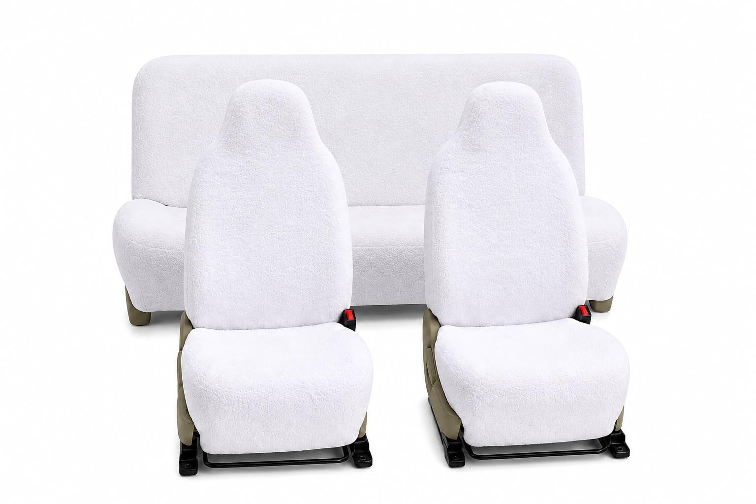 Royal Bharmal White i10 Universal Car Towel Seat Cover Set for Front & Rear Seats | 100% Cotton Terry Fabric | Sweat Absorbent Washable Soft Seat Protector | Universal Fit for Most 5 Seater Cars