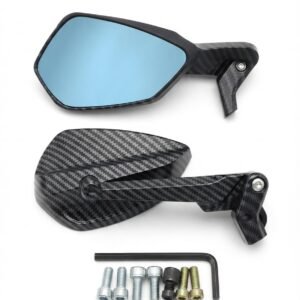Bike CNC Aluminum Motorcycle Side Rearview Mirrors Blue Anti-Glare Mirror Motorcycles Rear View Mirror Motor cycle Wide Angle Adjustable Splendor Pro