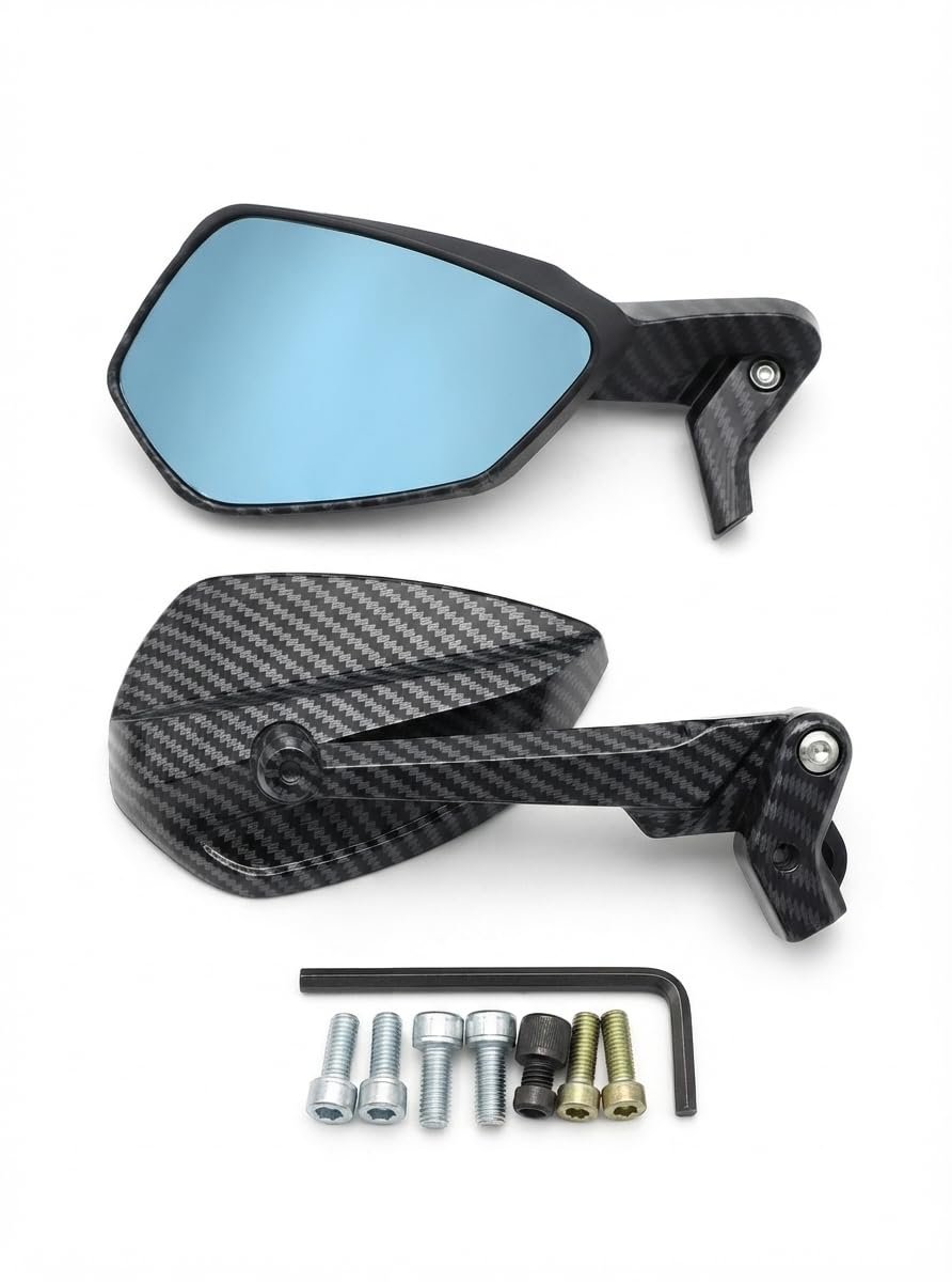 Bike CNC Aluminum Motorcycle Side Rearview Mirrors Blue Anti-Glare Mirror Motorcycles Rear View Mirror Motor cycle Wide Angle Adjustable Gladiator
