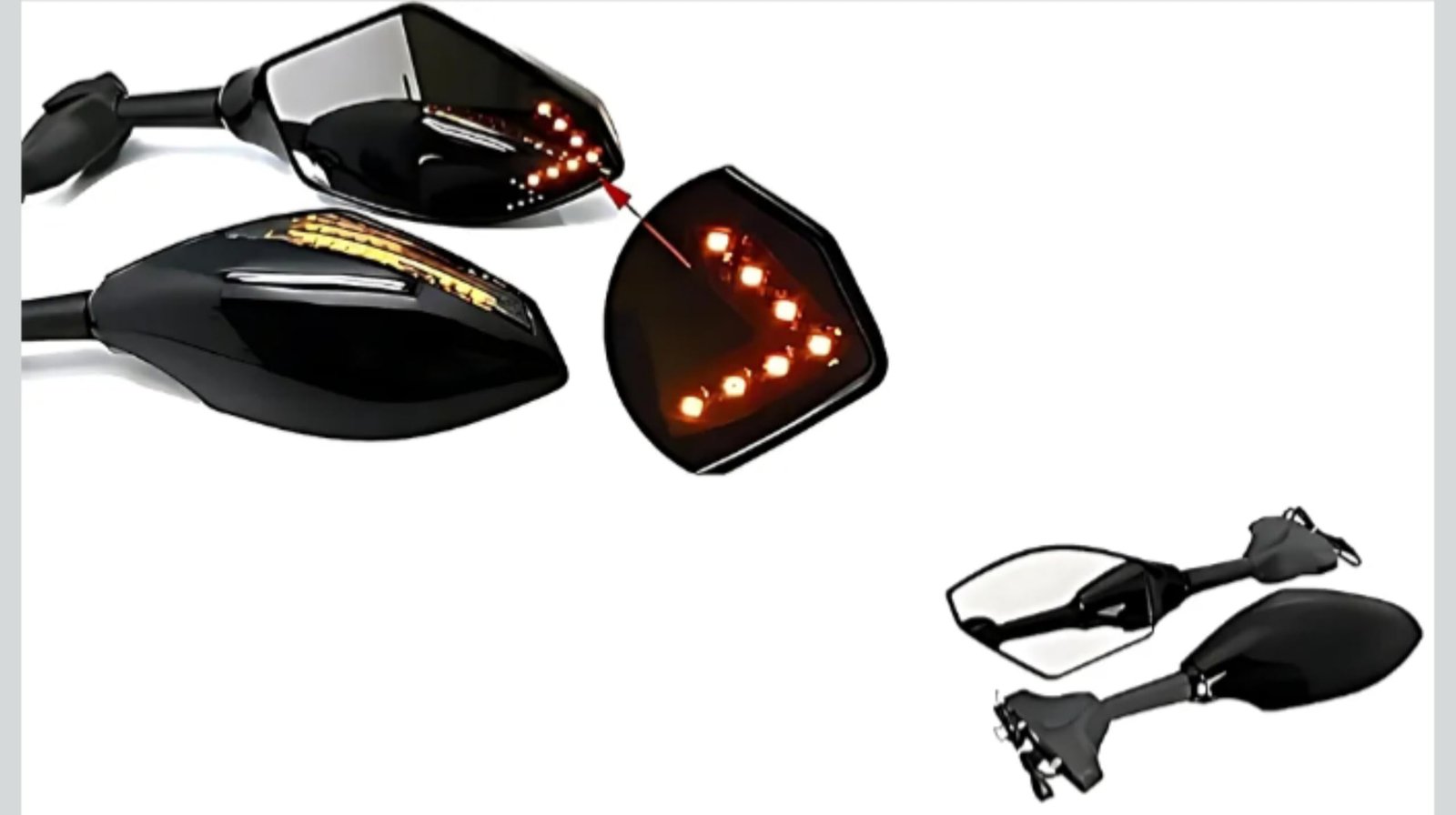 Bike Visor Rear View Mirror with Indicator Light - Image 2