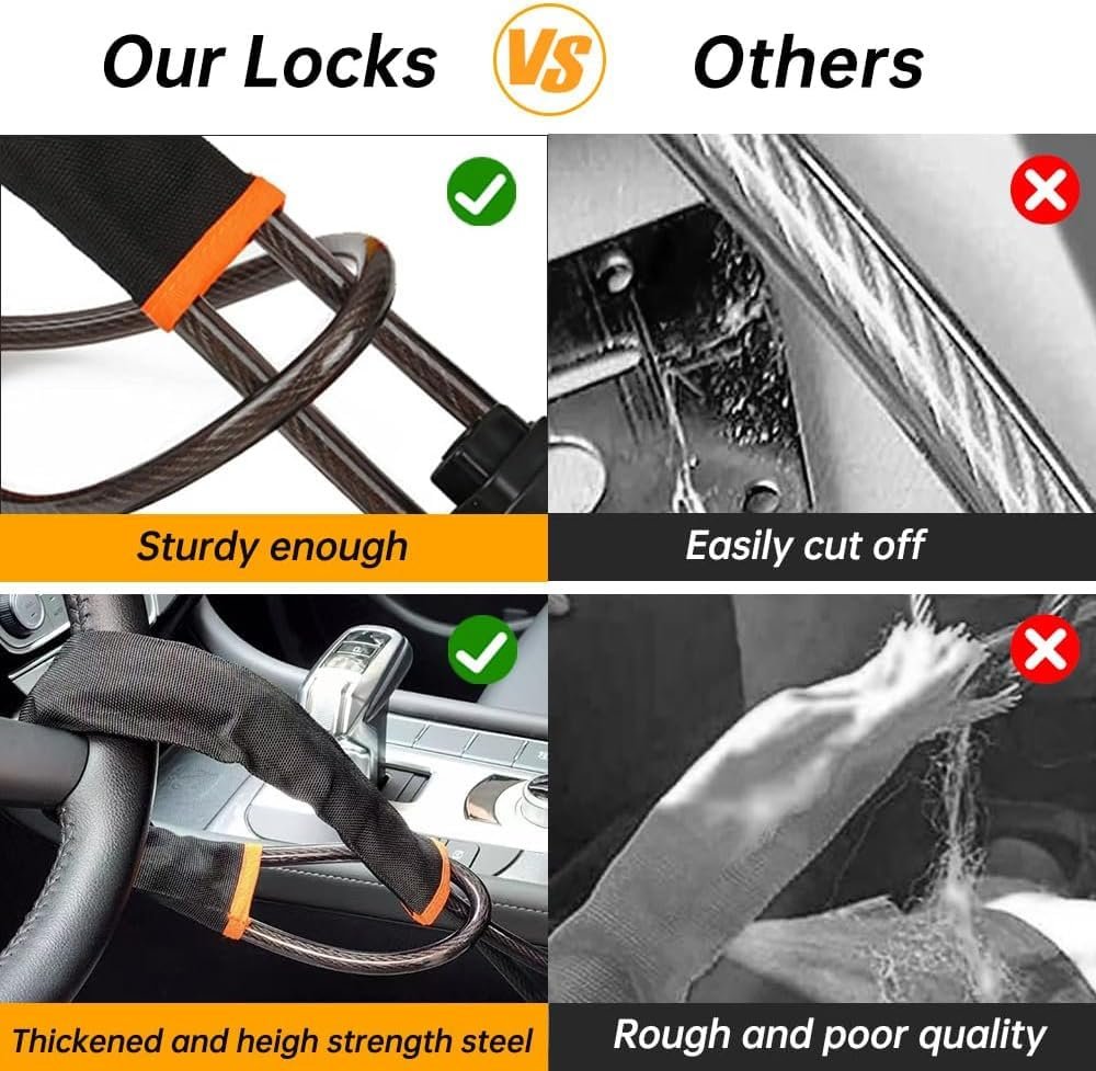 Steering Wheel Lock Anti-Theft Device The Club Steering Wheel Lock for Cars Trucks Anti Theft Car Device Car Security Anti Theft Car Steering Wheel Lock Seat Belt Lock - Image 8