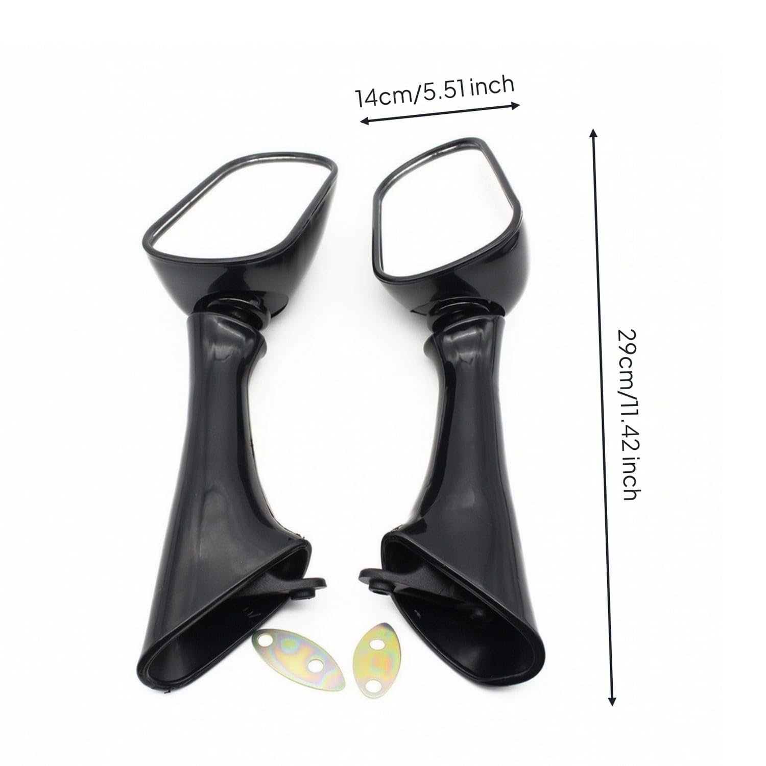 ® Glossy Black Motorcycle Mirrors with Mounting Plates Tapered Motorcycle Rearview Mirrors Angular Rear View for Motorcyclists, Garage Repairs, Rearview for| Assemblies| | & Scooter Parts & - Image 7