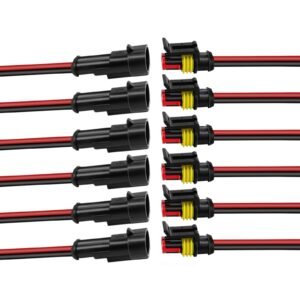 Car Waterproof Electrical Connector, 2 Pin Connector, 16 AWG 2 Wire Waterproof Connector, Car Electrical Connectors for Automobiles, Trucks, Boats, Motorcycles and Other Electrical Connections