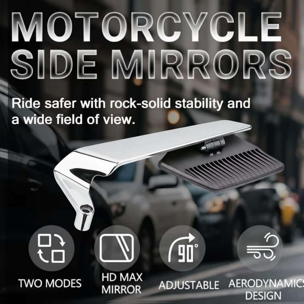 Motorcycle Chrome Mirrors Set Adjustable Rotating Rear View Flip Mirror Stealth Wind Wing Side MIrror compatible with Bullet 350 New (Pack of 2) - Image 3