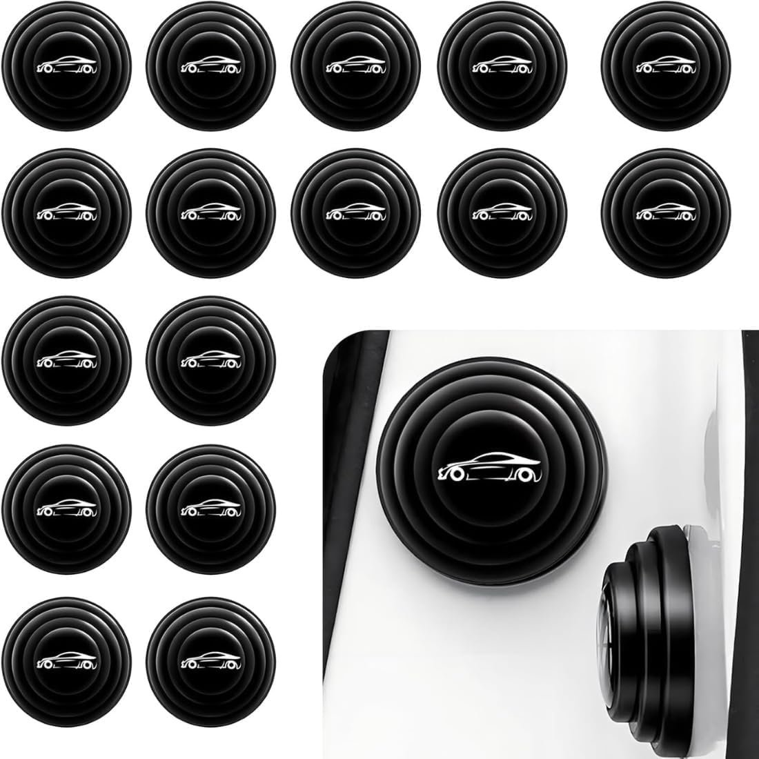 Amydhan 20 Pcs Car Door Shock Absorber Pads, Universal Silicone Rubber Door Bumpers, Self-Adhesive Anti-Collision Noise-Reducing Stickers, Car Door Protector for Cars, SUVs & Hatchbacks