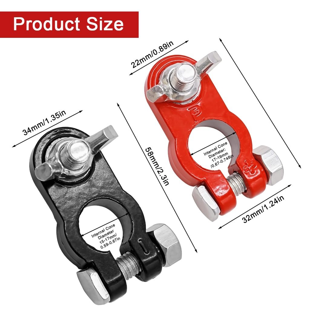 Car Battery Terminal Connectors Universal Fit Heavy-Duty Clamp Set - Image 2