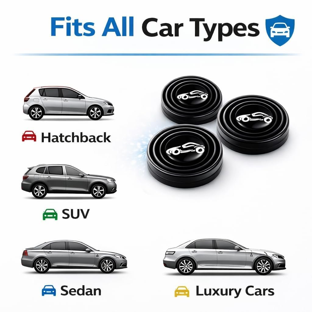 Amydhan 20 Pcs Car Door Shock Absorber Pads, Universal Silicone Rubber Door Bumpers, Self-Adhesive Anti-Collision Noise-Reducing Stickers, Car Door Protector for Cars, SUVs & Hatchbacks - Image 6