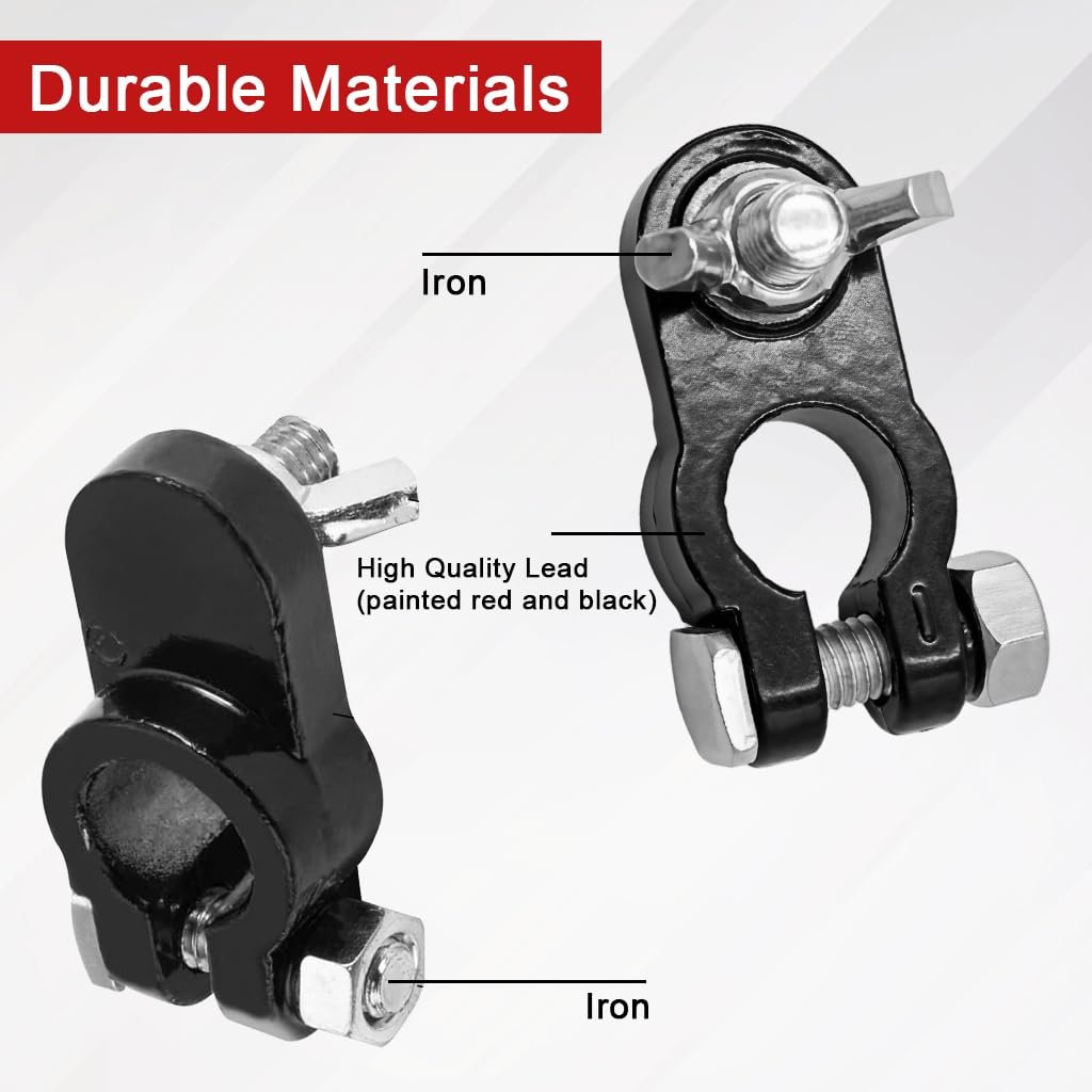 Car Battery Terminal Connectors Universal Fit Heavy-Duty Clamp Set - Image 3