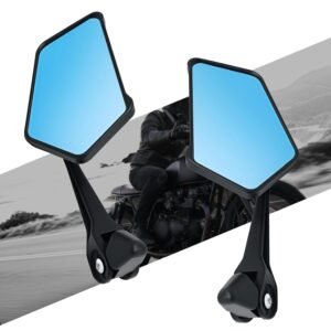 Original CNC Aluminum Motorcycle Rear View Mirrors for Bikes, Anti-Glare Glass, Universal Fit Rearview Side Mirrors, 360° Adjustable, Black, For Sports Bike, Cruiser & Street Bike Pair