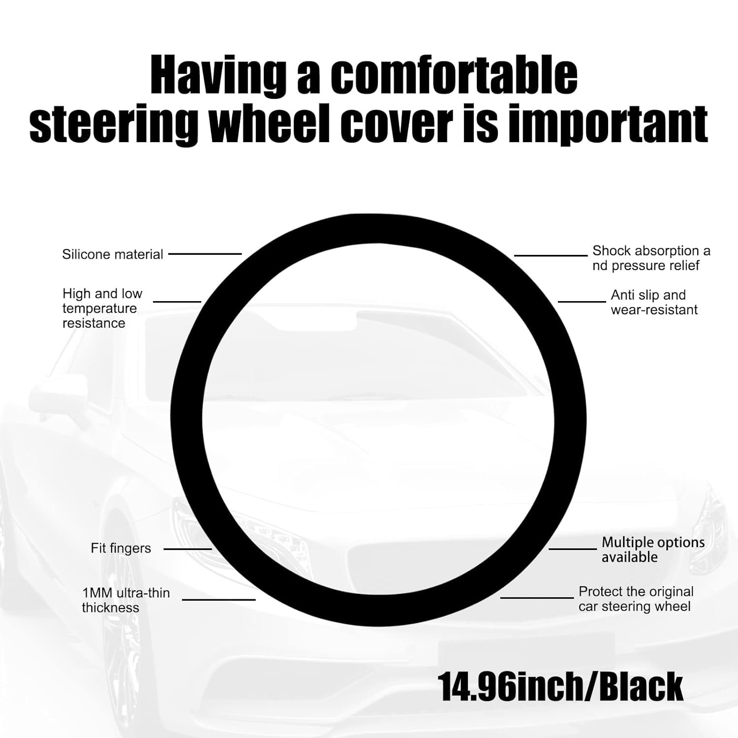 Luxury Soft Silicone Steering Wheel Cover – Premium Feel, Anti-Skid, Heat Resistant, Universal Fit Car Interior (Multi Color) - Image 3