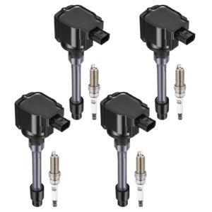 4 Ignition Coil Pack UF749 and 4 Iridium Spark Plug 93501 Compatible with Honda Civic Fit l4 1.5L 2.0L 2015 2016 2017 2018 2019 2020 Coil for CM11121A 305205RO013 305205RO003 LKAR7BIX-11S