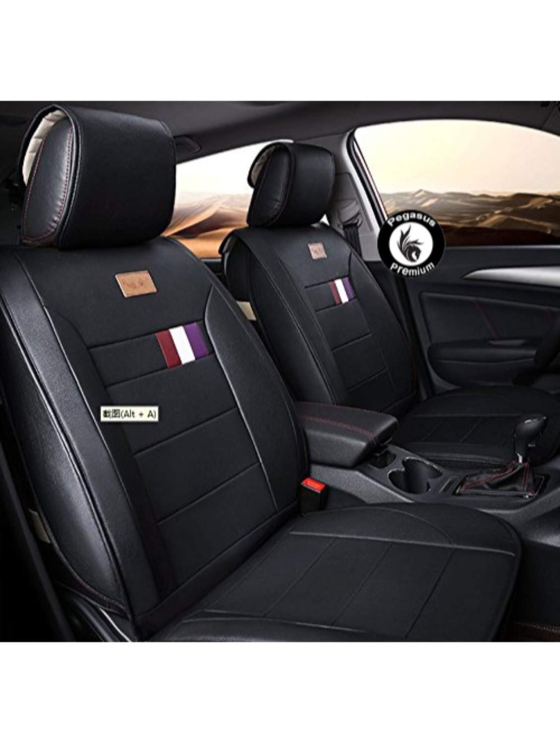 Customized Car Seat Cover Black-Red-White for Hyundai Creta(Set of Front & Rear Seat Cover Only)