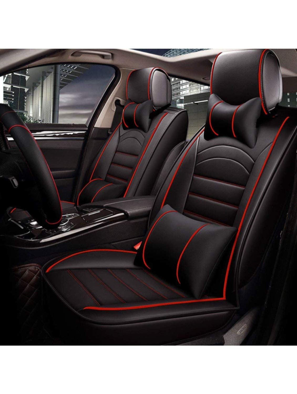 Pegasus PremiumPremium Pu Leatherette Car Seat Cover for Maruti NewSwift (Black-Red) - Image 4