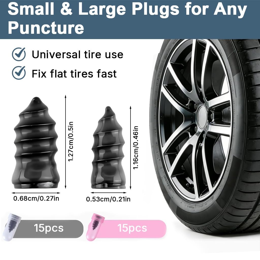 ® 30PCS Tubeless Tire Repair Plugs Dual Size Quick Fix - Image 2