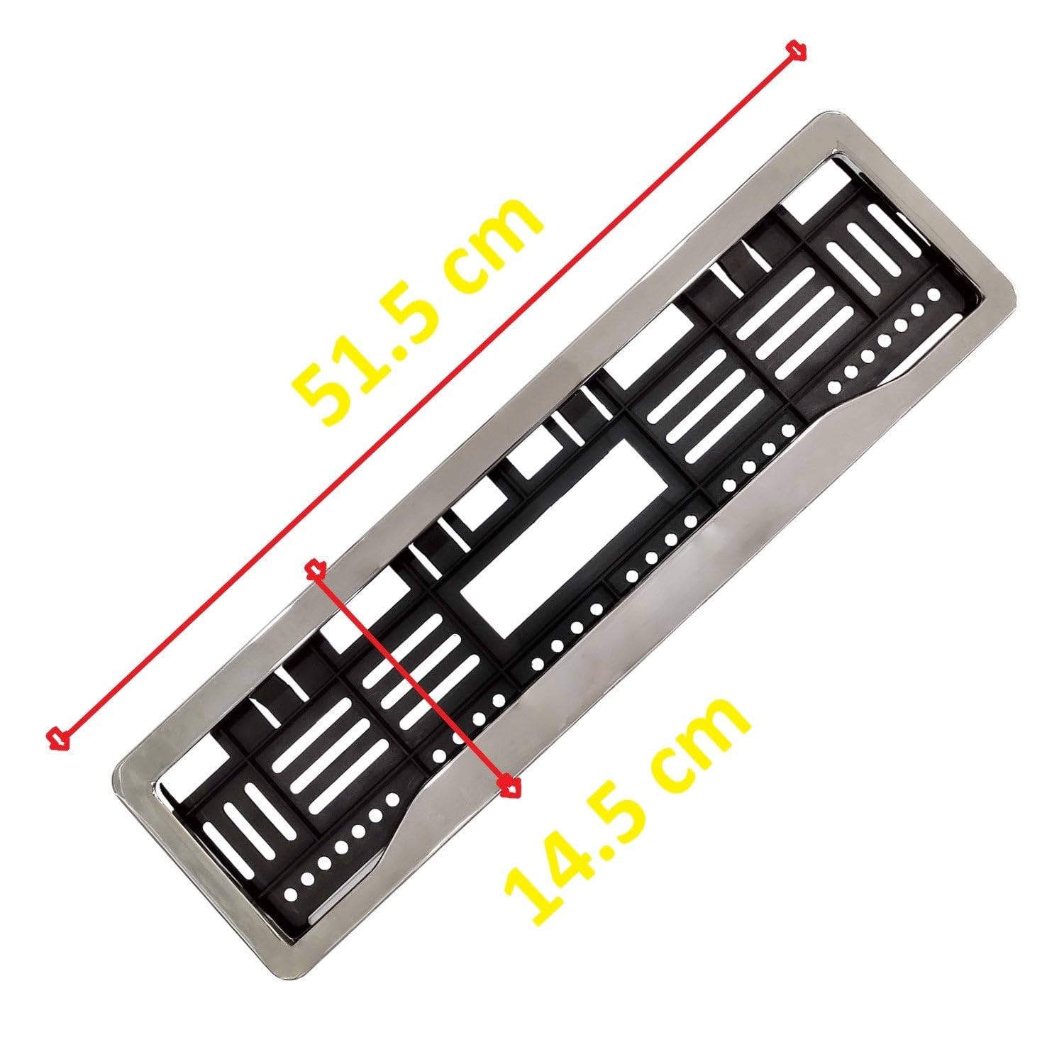 ® Chrome Number Plate Frames (Front and Rear), Chrome Lining Car Registration Plate Holders for All Cars, Car Licence Plate Covers, Universal Fit, Standard Size 51.5 x 14.5 cm - Image 4