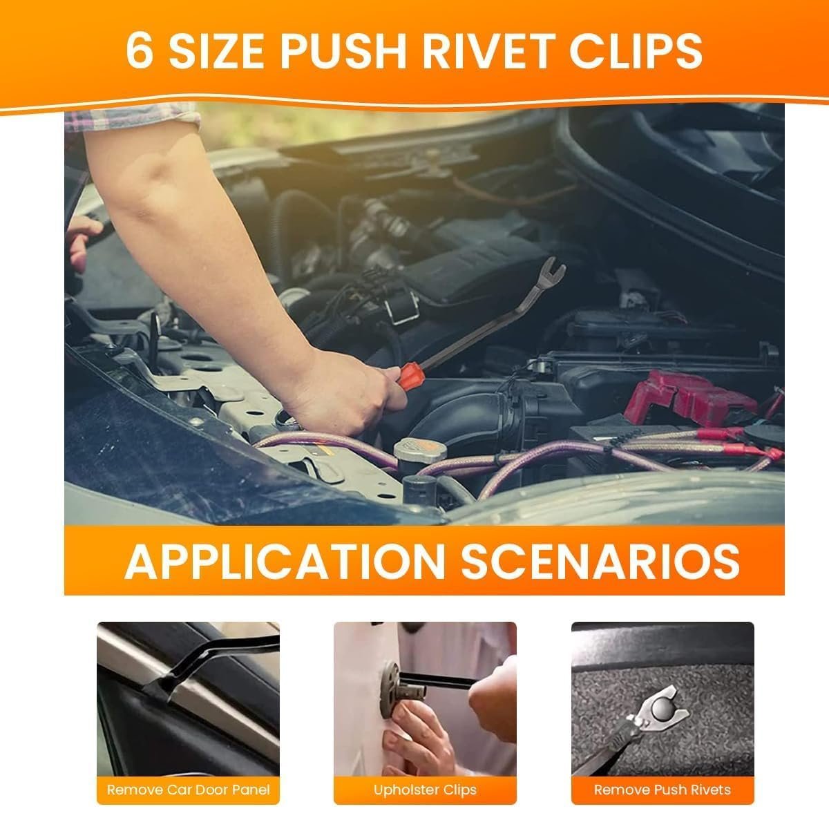 Kasiba Sale 100 PC Universal Car Bumper Clips Lock Kit, 6mm 7mm 8mm 9mm Push Clips with Trim Removal Tool, Durable Retainer Clips for Car Panels, Doors and Fenders - Image 5