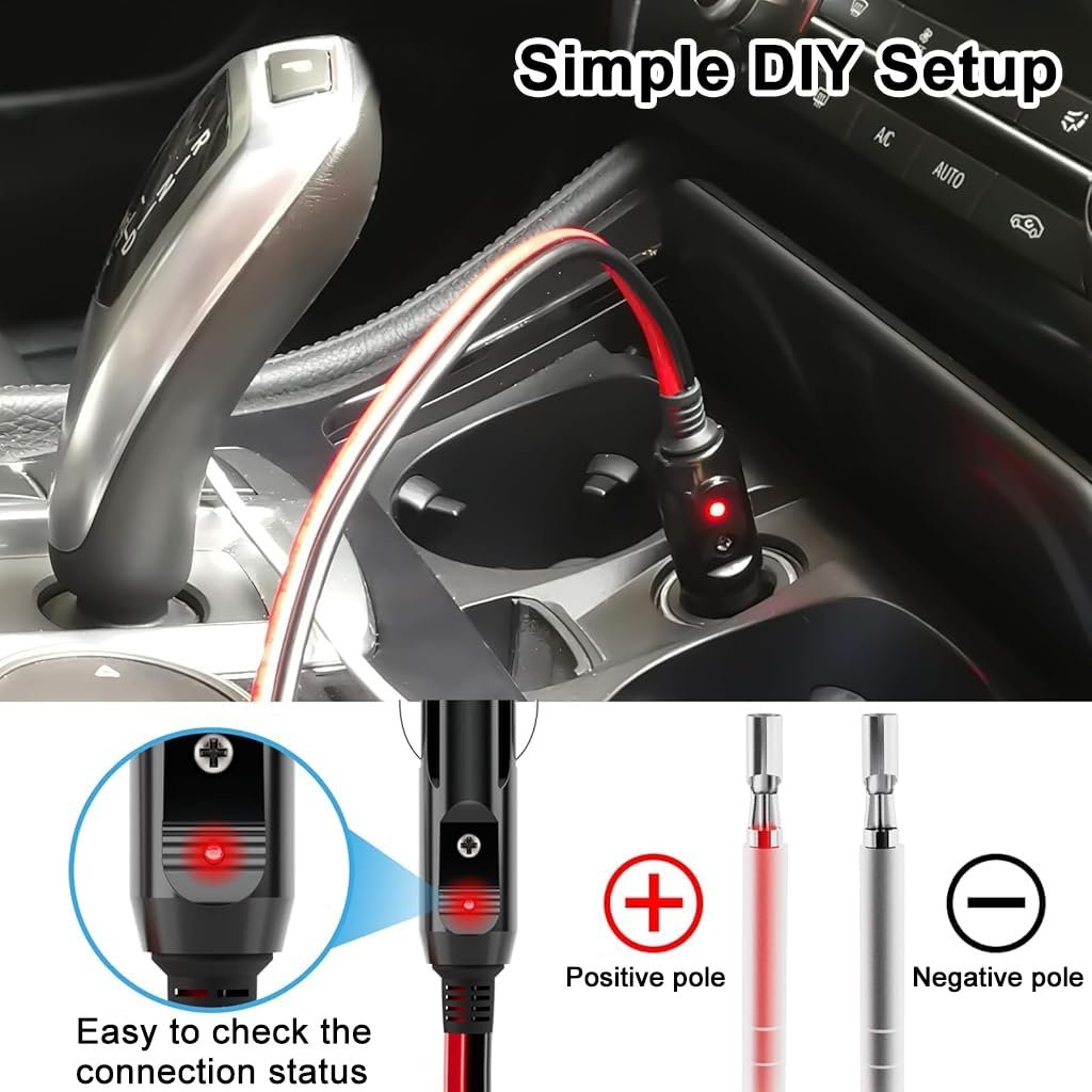 2PCS 12V/24V Car Cigarette Lighter Socket, 30cm Leads, Inline Fuse - Image 5