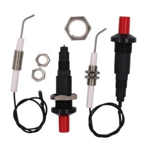 Push Button Piezo Igniter with Threaded Universal Ceramic Electrode Ignition Spark Plug Wire 0.3 Meter Electronic Device Set of 2