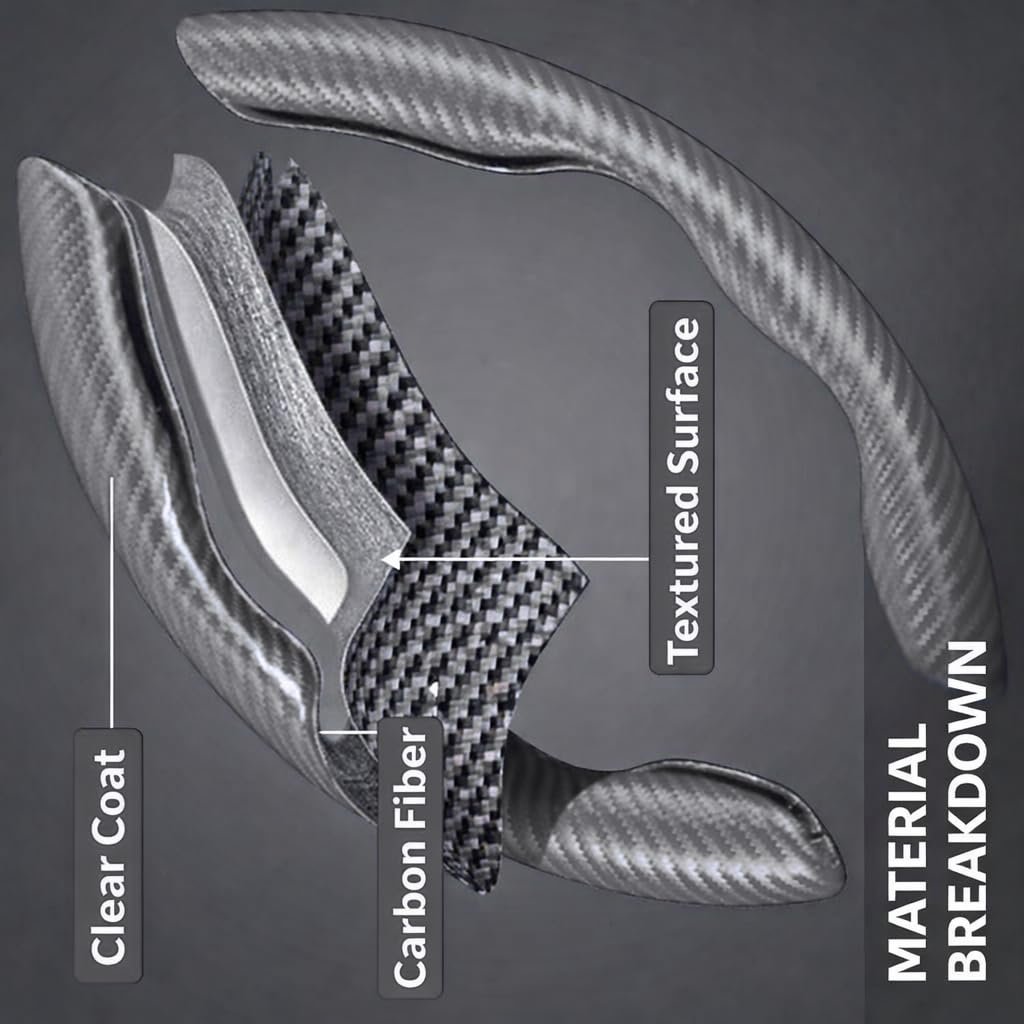 High Life Carbon Fiber Steering Wheel Grip Pads – Grey Color | Anti-Slip Textured Steering Wheel Cover Grip | Universal Fit for Cars | Premium Comfort & Control - Image 4